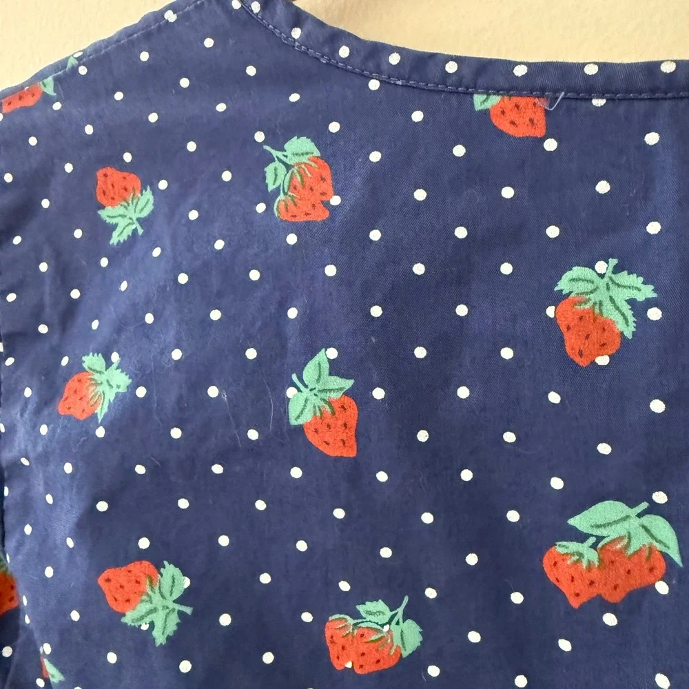 Boden Girls Navy Blue Strawberry Polka Dot Cotton‎ Romper Jumpsuit 11-12Y 152cm
